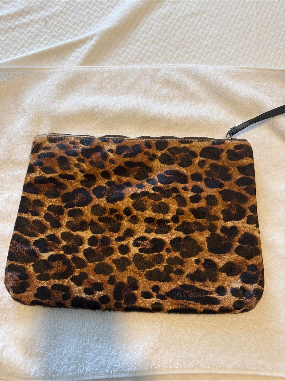 Leopard Print Zip Pouch Clutch - Brown